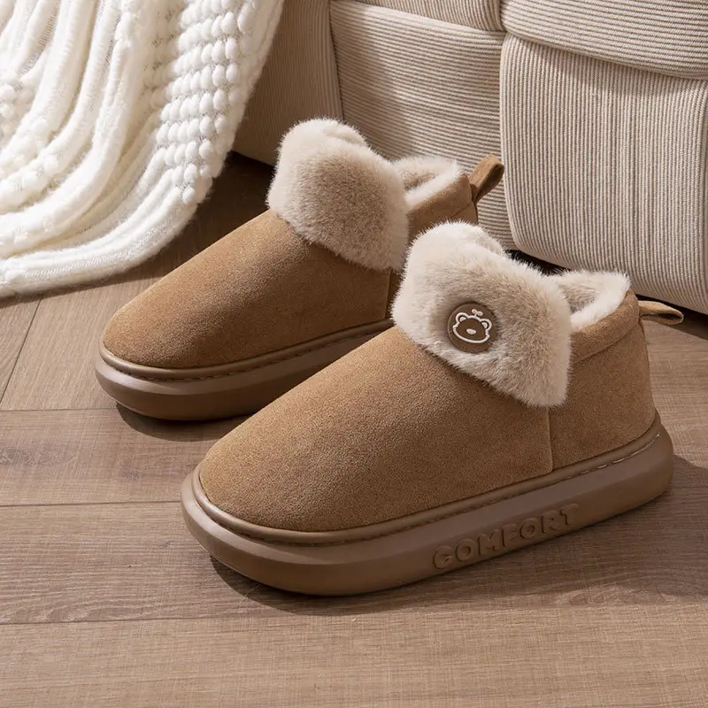 High-Top Cotton Shoes for Men and Women, New Autumn and Winter Style, Suitable for Home and Outdoor Wear, Warm, Thick-Soled, Comfortable, Non-Slip Cotton Slippers for Men - Image 3