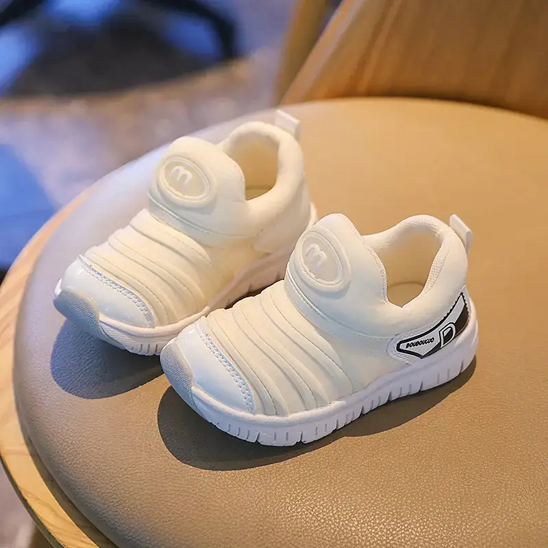 Baby Sneakers White Silver Soft Sole Lightweight
