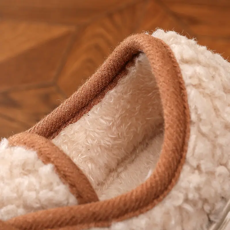 New Eva Bag Heel Thick-Soled Cotton Slippers for Women, Winter Fleece-Lined Warm Outer Wear Furry Shoes Velcro Outer Wear Cotton Slippers