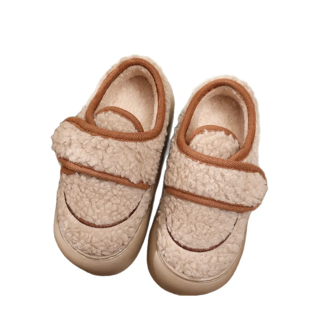 New Eva Bag Heel Thick-Soled Cotton Slippers for Women, Winter Fleece-Lined Warm Outer Wear Furry Shoes Velcro Outer Wear Cotton Slippers