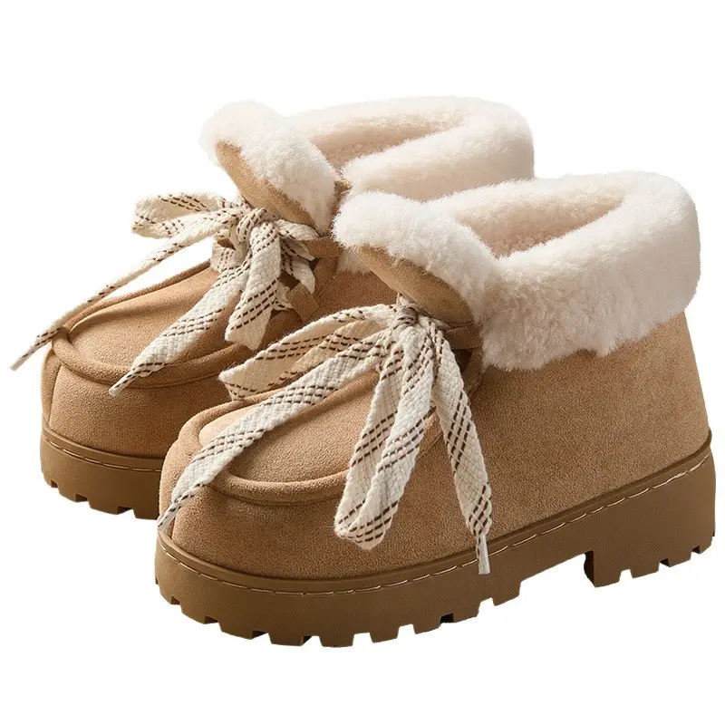 High-Top Snow Boots Winter New Thick-Soled Thickened Warm Lace-Up Fur Cotton Boots Shoes for Outer Wear Comfortable Cotton Shoes for Women - Image 9