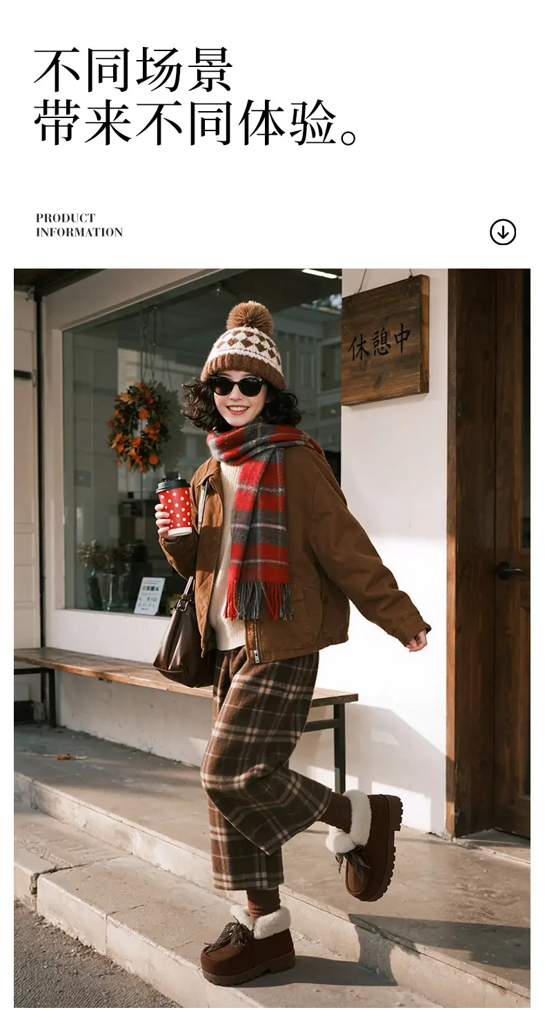 High-Top Snow Boots Winter New Thick-Soled Thickened Warm Lace-Up Fur Cotton Boots Shoes for Outer Wear Comfortable Cotton Shoes for Women — feature 7
