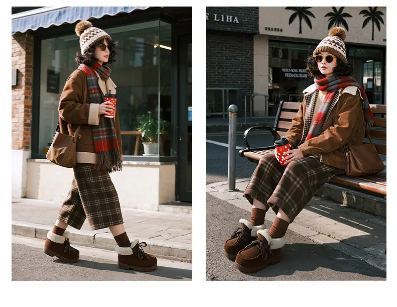 High-Top Snow Boots Winter New Thick-Soled Thickened Warm Lace-Up Fur Cotton Boots Shoes for Outer Wear Comfortable Cotton Shoes for Women — feature 8