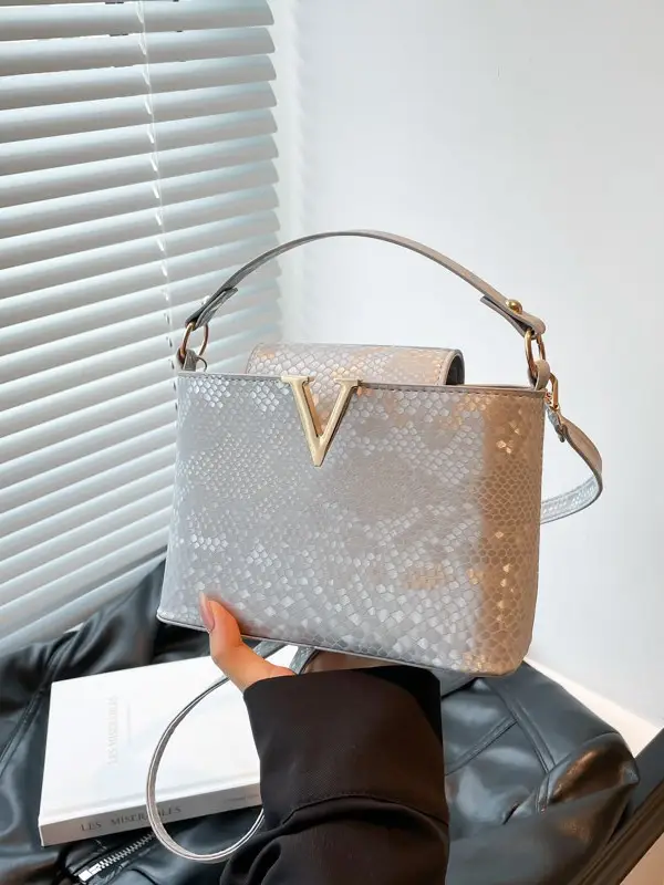 2025 Women's Silver Sequin Square Shoulder Bag - Image 6