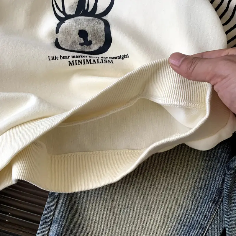 Boys Sweatshirt Cream Black Striped Long Sleeve 2025 - Image 4