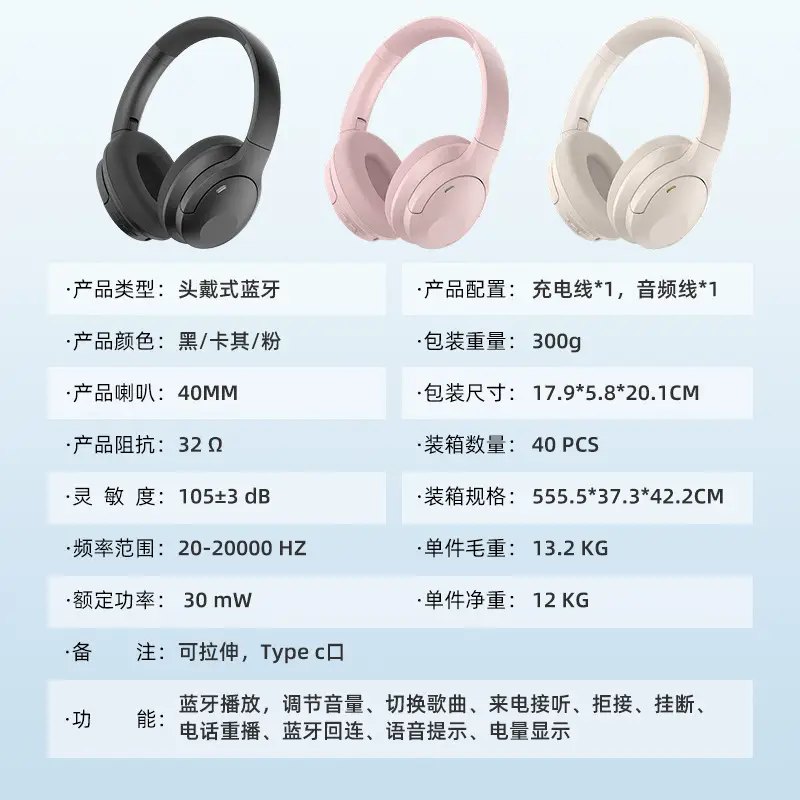 Pink Bluetooth Headset with Active Noise Cancellation - Image 5