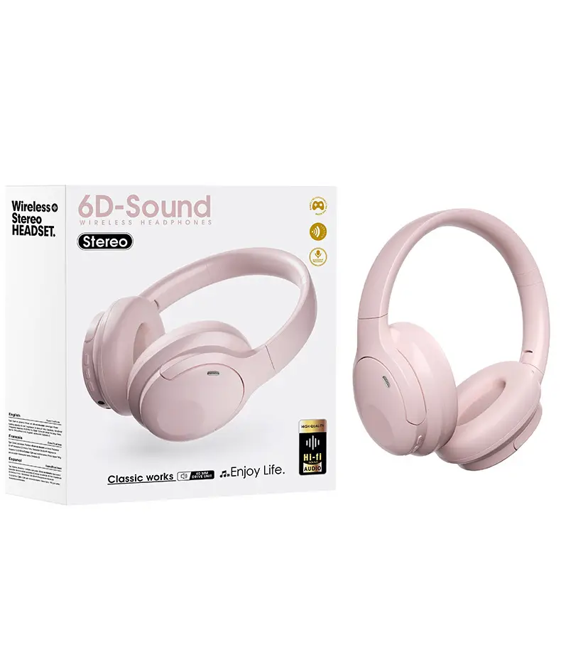 Pink Bluetooth Headset with Active Noise Cancellation — feature 20