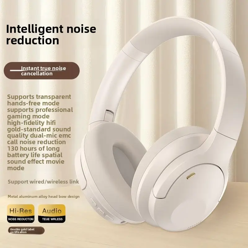 Pink Bluetooth Headset with Active Noise Cancellation
