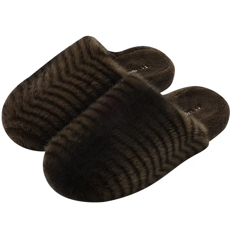 Women's Winter Furry Cotton Slippers Brown - Image 8