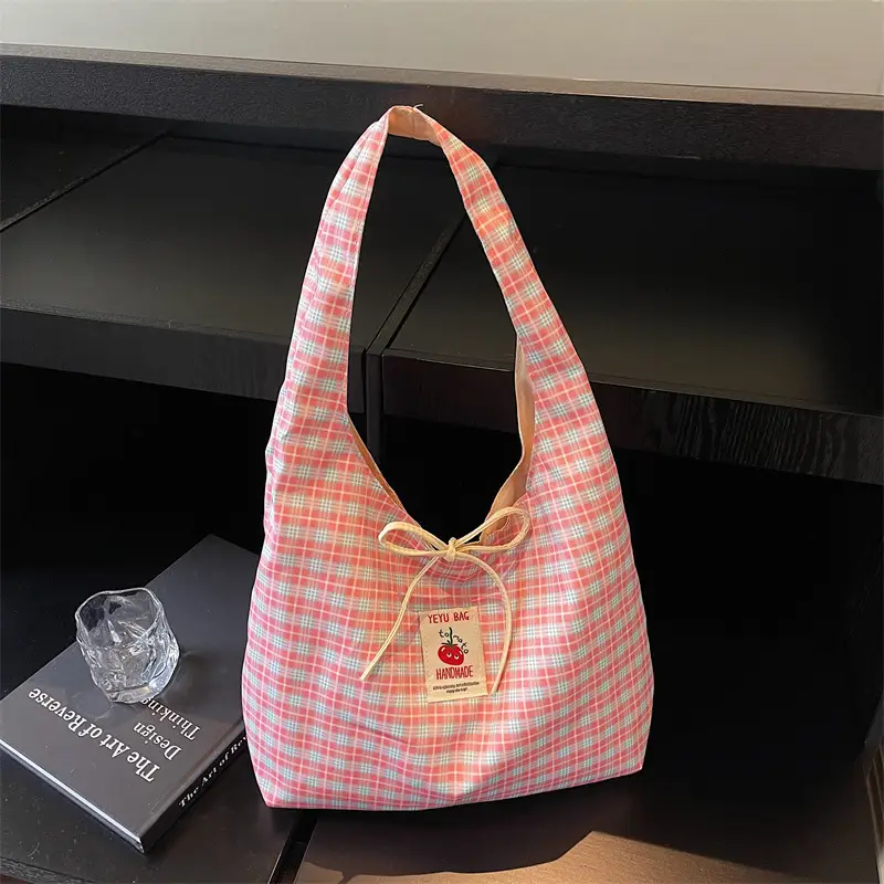 Women's Plaid Canvas Shoulder Bag 2025 New Style - Image 6