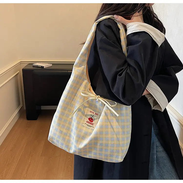 Women's Plaid Canvas Shoulder Bag 2025 New Style — feature 11