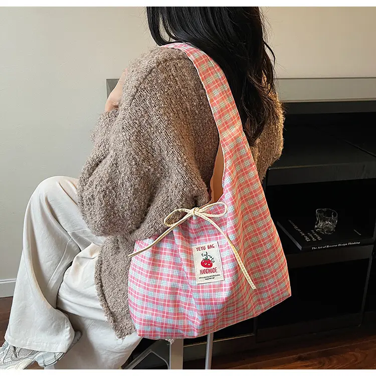 Women's Plaid Canvas Shoulder Bag 2025 New Style — feature 15