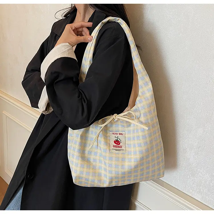 Women's Plaid Canvas Shoulder Bag 2025 New Style — feature 9