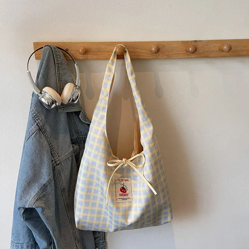 Women's Plaid Canvas Shoulder Bag 2025 New Style - Image 2