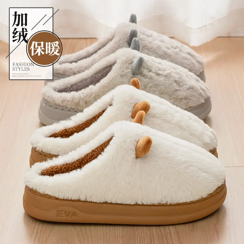 2025 New Cotton Slippers Plush Warm Confinement Shoes for Women Autumn and Winter Indoor Home Shoes with a Stepping-On-Clouds Feel for Men - Image 8