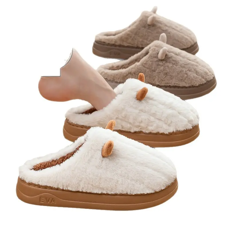 2025 New Cotton Slippers Plush Warm Confinement Shoes for Women Autumn and Winter Indoor Home Shoes with a Stepping-On-Clouds Feel for Men - Image 11