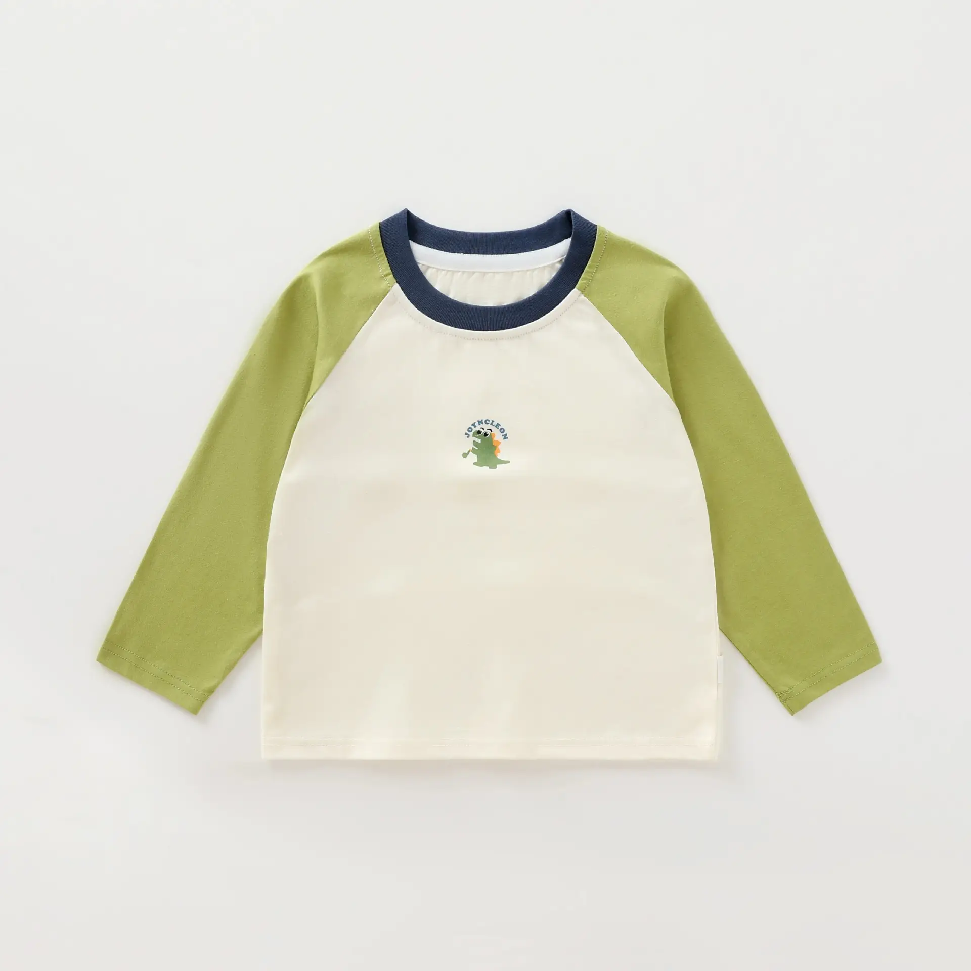 Jingqi Kids Long Sleeve T-Shirt Cream Brown Cartoon Bottom - Image 3