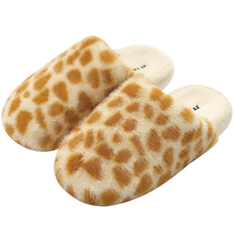 Women Leopard Print Winter Plush Slippers - Image 8