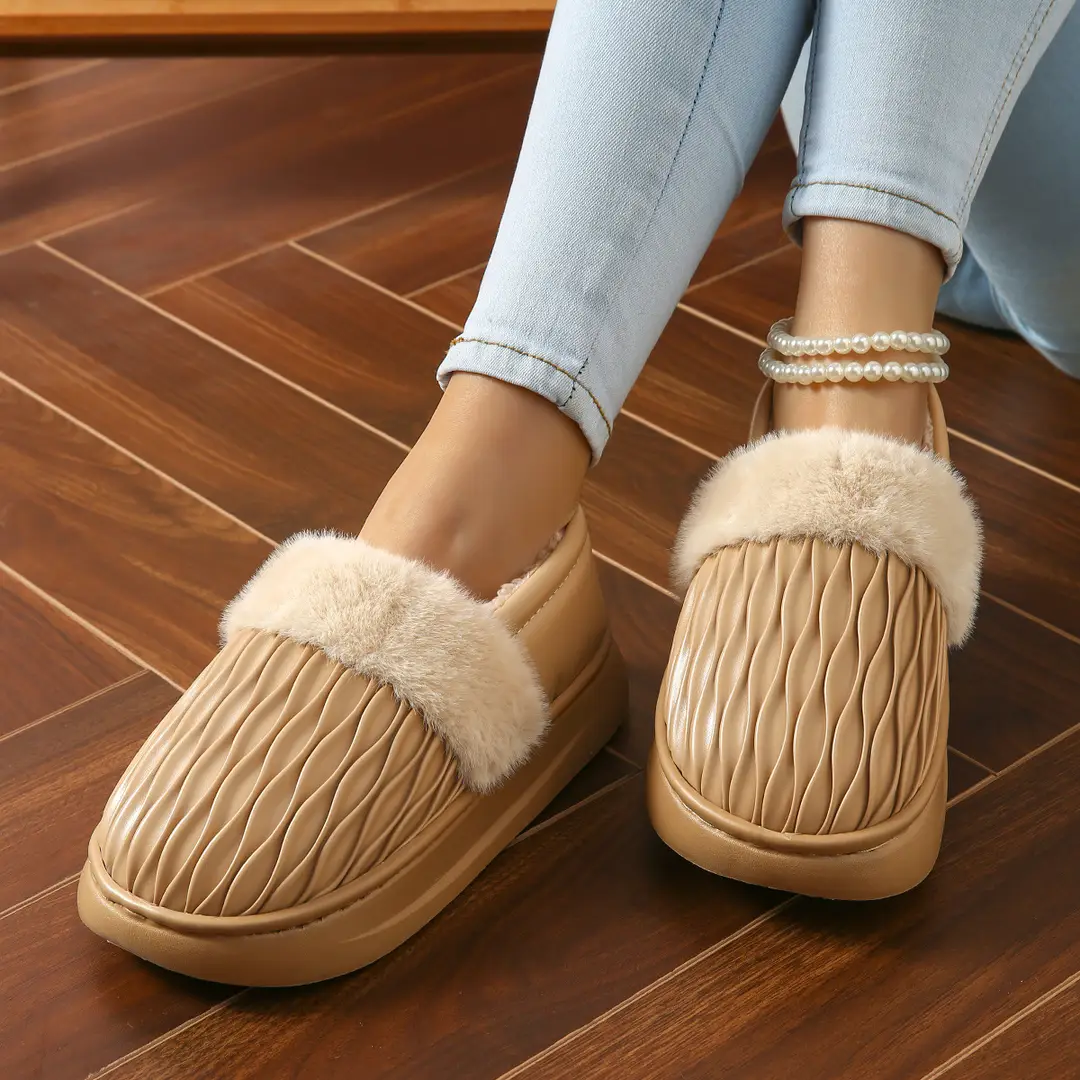 Couple Cotton Slippers with Thick Soles for Men and Women, Non-Slip Home Use, Indoor Winter Warm Wool Slippers, Home Cotton Shoes