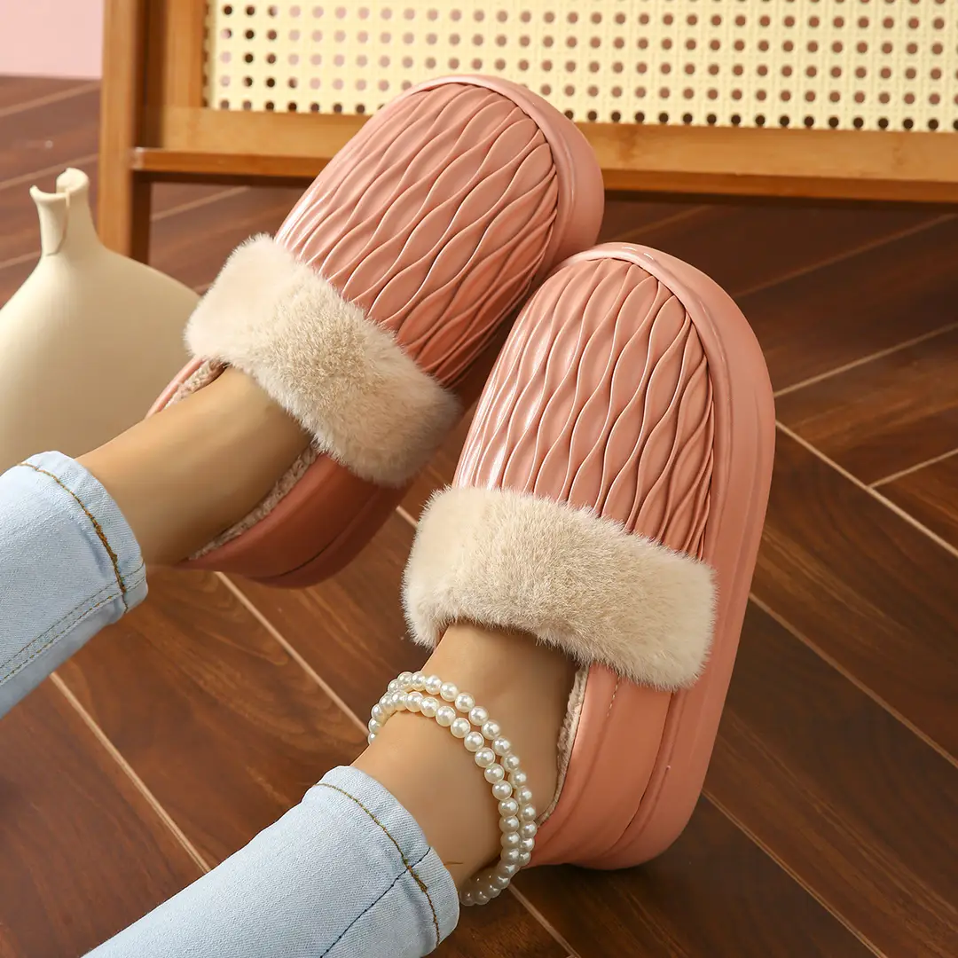 Couple Cotton Slippers with Thick Soles for Men and Women, Non-Slip Home Use, Indoor Winter Warm Wool Slippers, Home Cotton Shoes