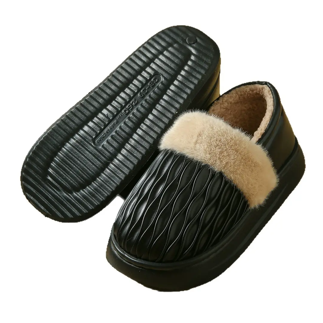 Couple Cotton Slippers with Thick Soles for Men and Women, Non-Slip Home Use, Indoor Winter Warm Wool Slippers, Home Cotton Shoes