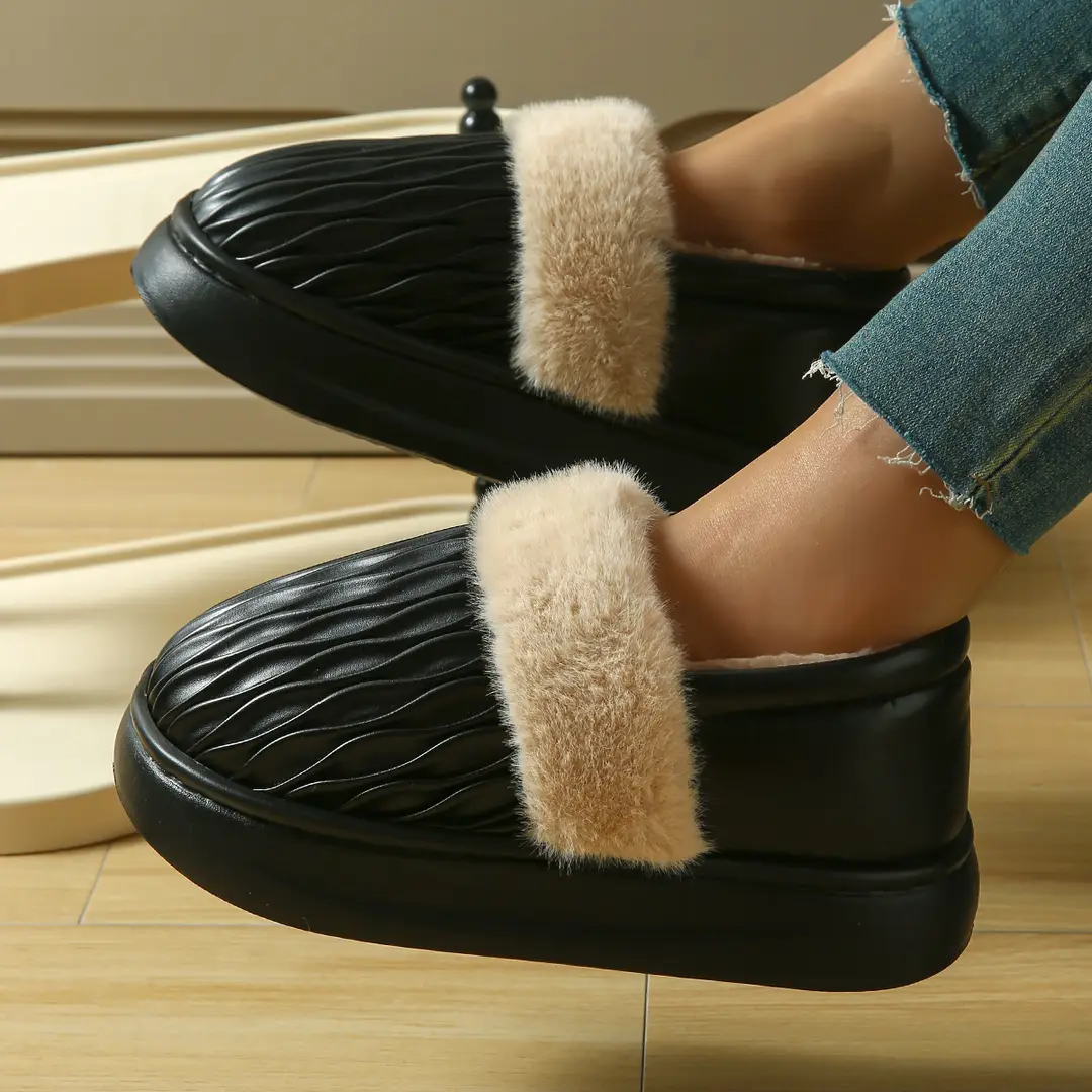 Couple Cotton Slippers with Thick Soles for Men and Women, Non-Slip Home Use, Indoor Winter Warm Wool Slippers, Home Cotton Shoes — feature 2