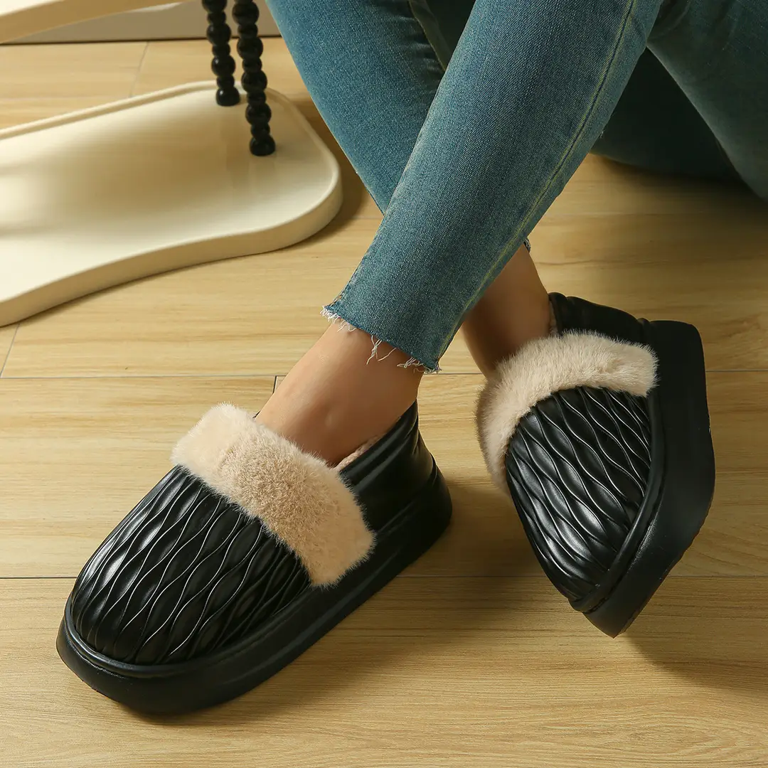 Couple Cotton Slippers with Thick Soles for Men and Women, Non-Slip Home Use, Indoor Winter Warm Wool Slippers, Home Cotton Shoes — feature 3