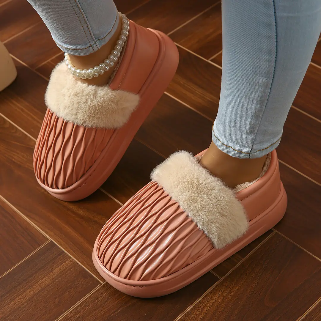 Couple Cotton Slippers with Thick Soles for Men and Women, Non-Slip Home Use, Indoor Winter Warm Wool Slippers, Home Cotton Shoes