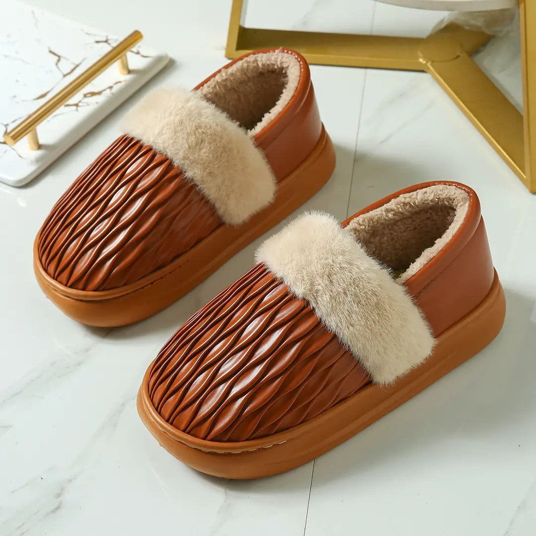 Couple Cotton Slippers with Thick Soles for Men and Women, Non-Slip Home Use, Indoor Winter Warm Wool Slippers, Home Cotton Shoes