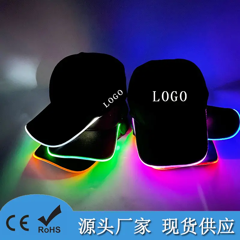 Black LED Night Running Cap with Purple Light - Image 9
