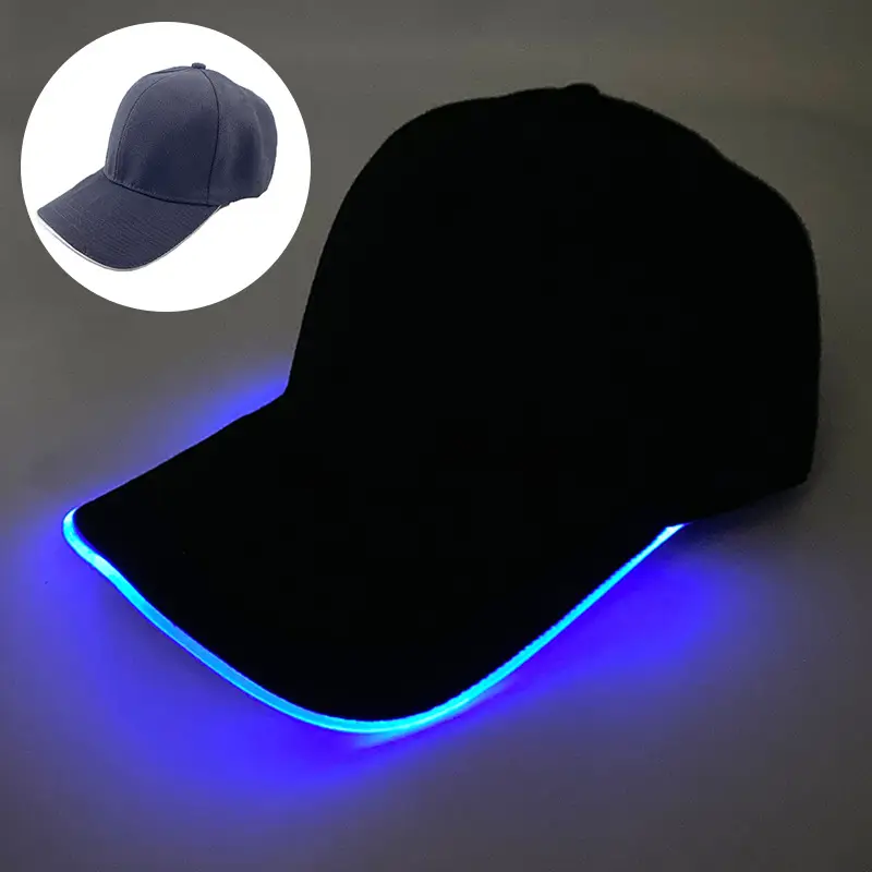 Black LED Night Running Cap with Purple Light - Image 5