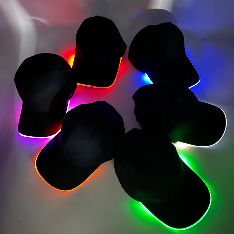 Black LED Night Running Cap with Purple Light — feature 1
