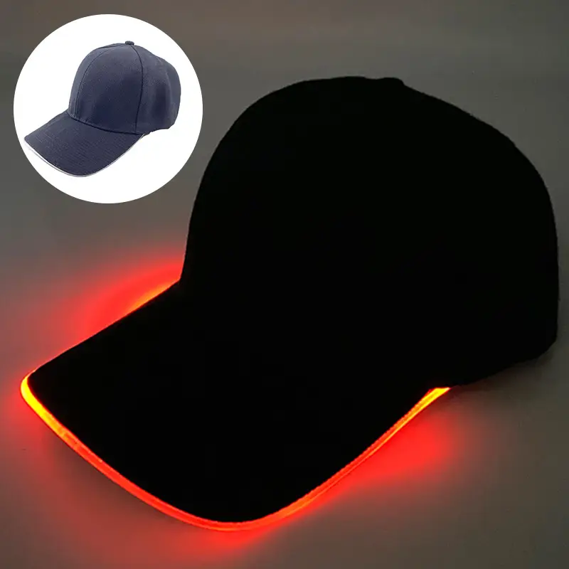 Black LED Night Running Cap with Purple Light - Image 3