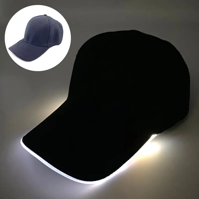 Black LED Night Running Cap with Purple Light - Image 4