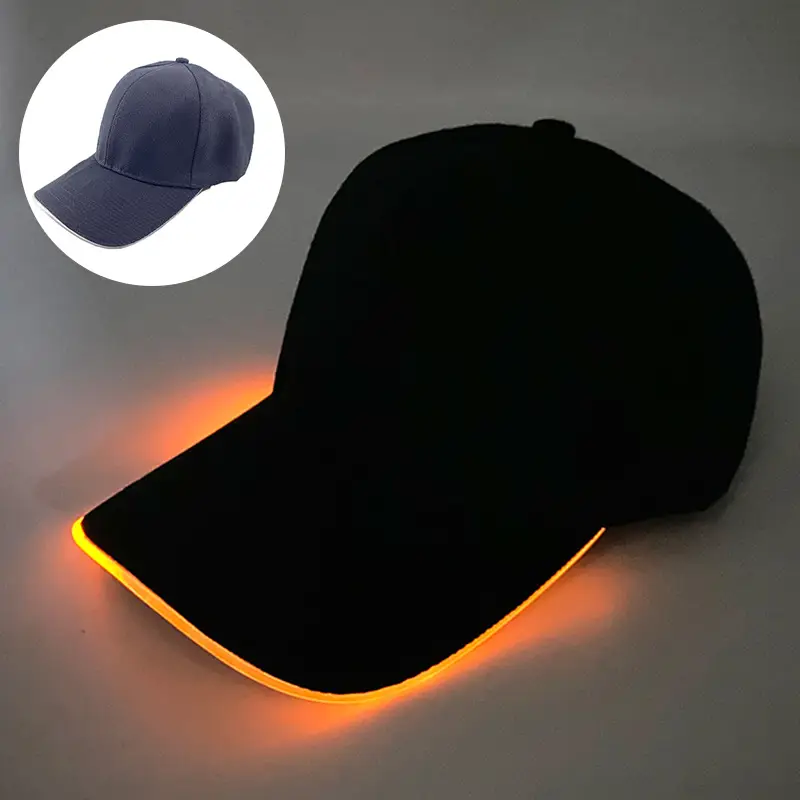 Black LED Night Running Cap with Purple Light - Image 6