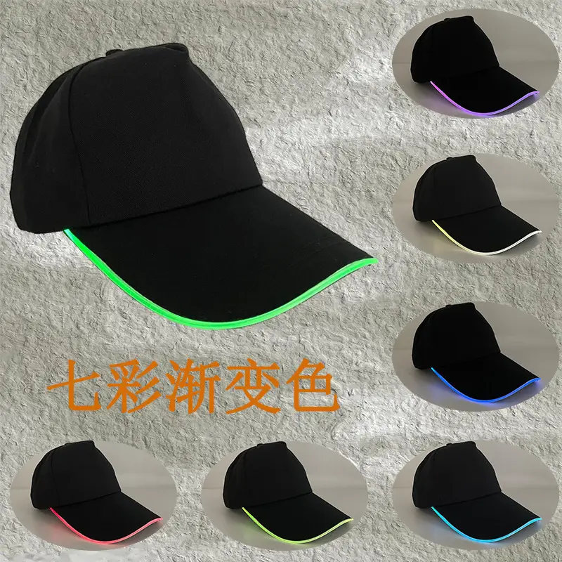 Black LED Night Running Cap with Purple Light - Image 7