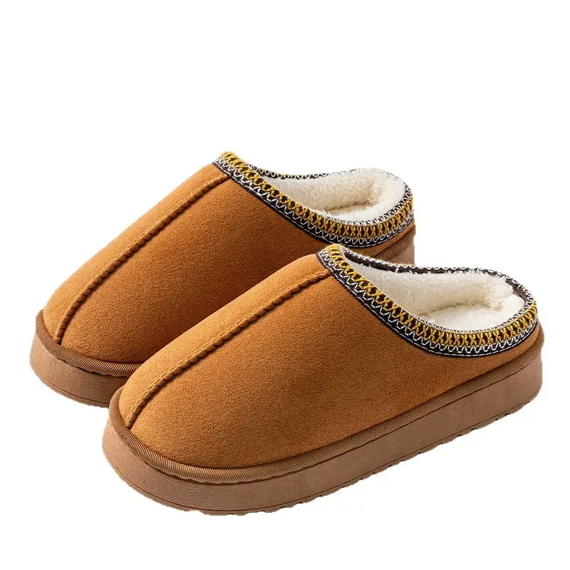 Pink New Suede Cotton Slippers for Women