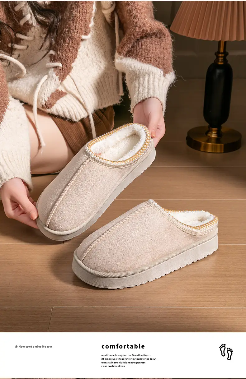 Pink New Suede Cotton Slippers for Women — feature 15