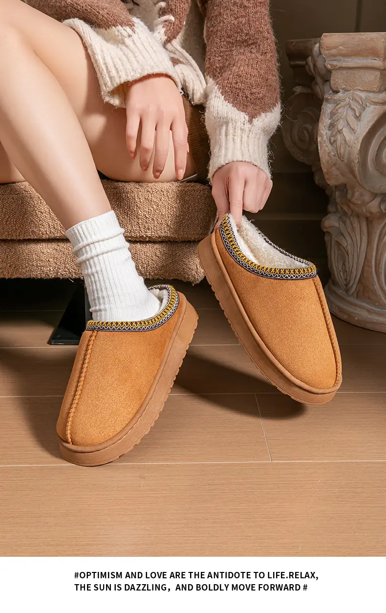 Pink New Suede Cotton Slippers for Women — feature 16