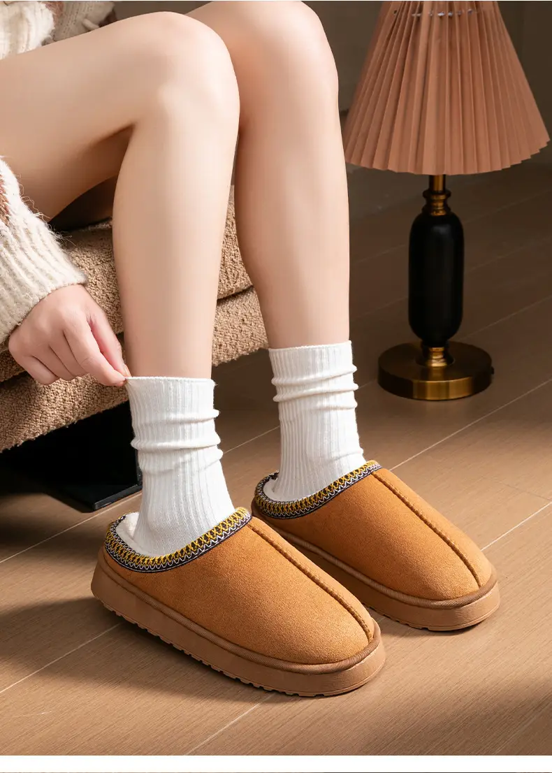 Pink New Suede Cotton Slippers for Women — feature 17