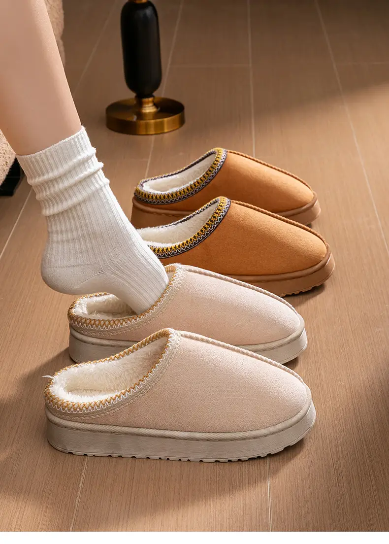 Pink New Suede Cotton Slippers for Women — feature 21