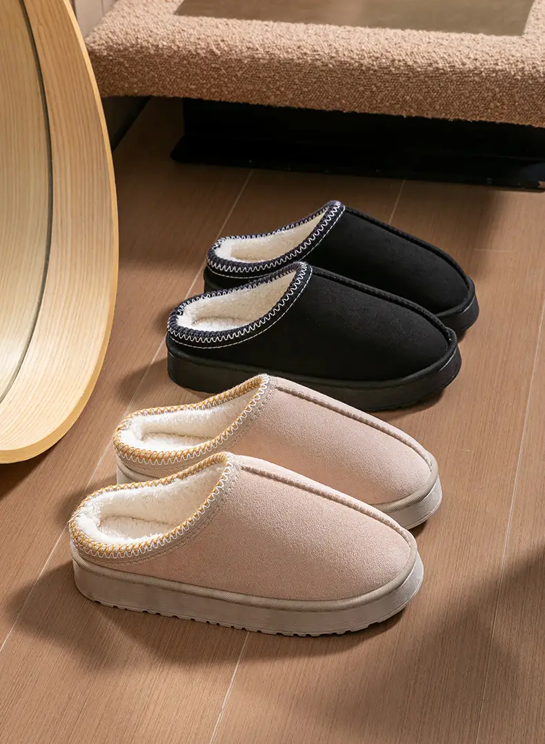 Pink New Suede Cotton Slippers for Women — feature 22
