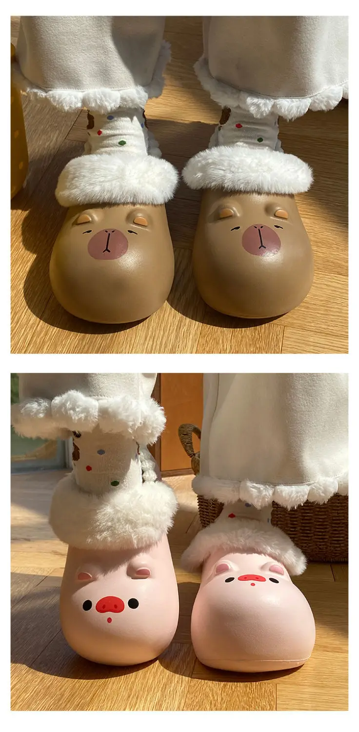 Cartoon Plush Slippers for Women Winter Warm — feature 18