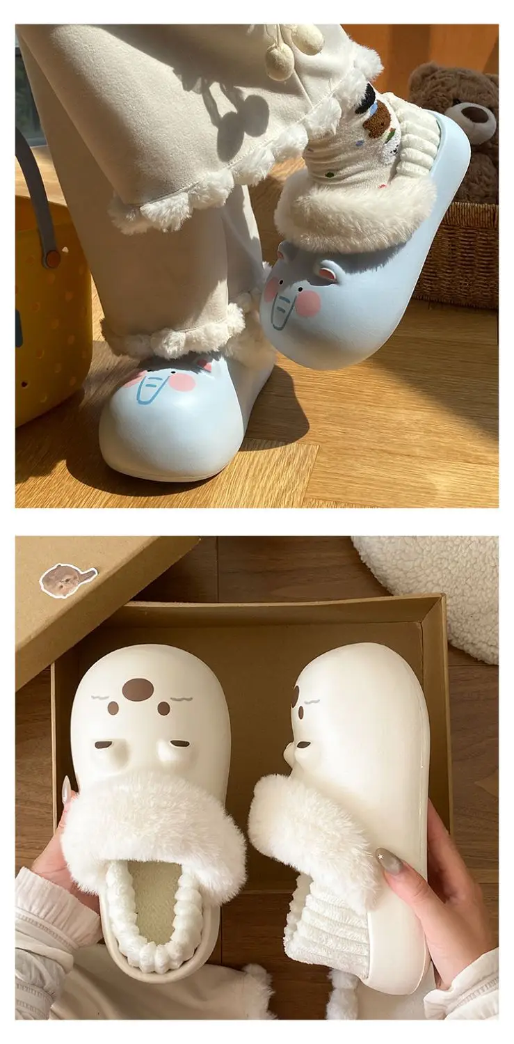 Cartoon Plush Slippers for Women Winter Warm — feature 20
