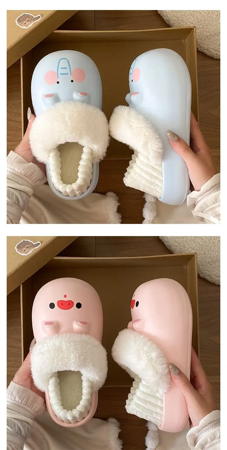 Cartoon Plush Slippers for Women Winter Warm — feature 21