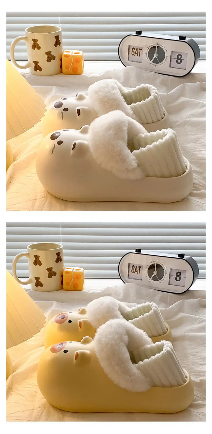 Cartoon Plush Slippers for Women Winter Warm — feature 23