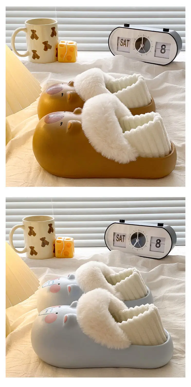 Cartoon Plush Slippers for Women Winter Warm — feature 24