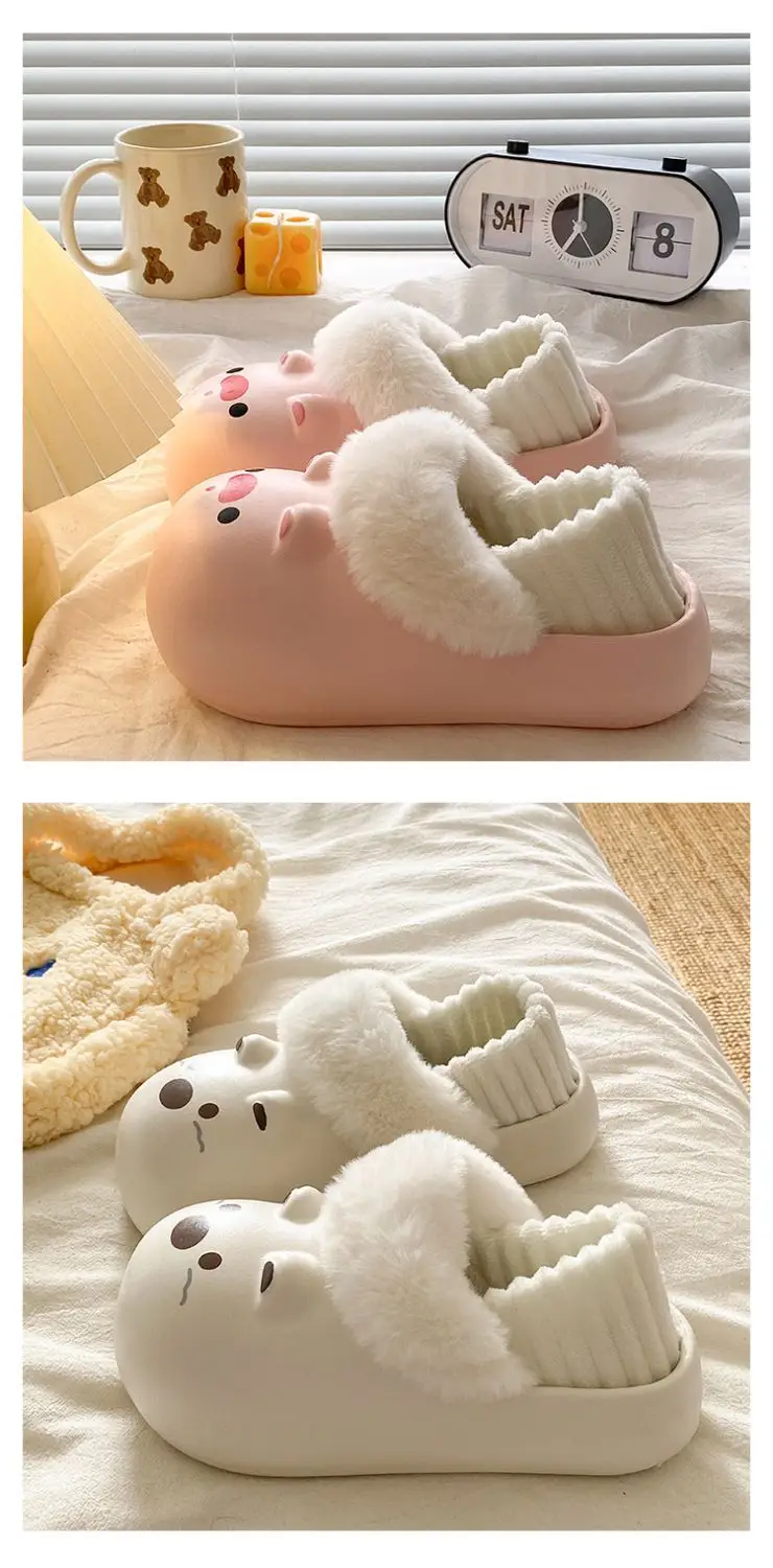 Cartoon Plush Slippers for Women Winter Warm — feature 25