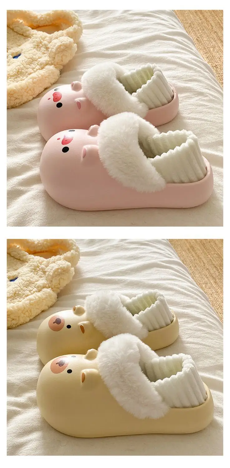 Cartoon Plush Slippers for Women Winter Warm — feature 26