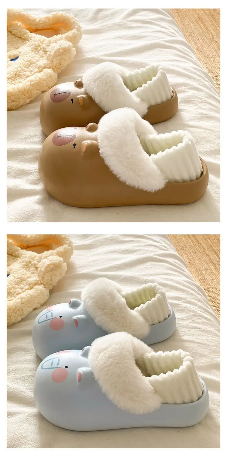 Cartoon Plush Slippers for Women Winter Warm — feature 27